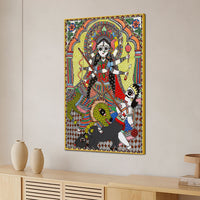 Sacred Goddess Durga Madhubani Canvas Wall Painting