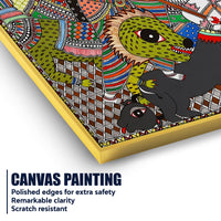 Sacred Goddess Durga Madhubani Canvas Wall Painting
