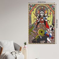 Sacred Goddess Durga Madhubani Canvas Wall Painting