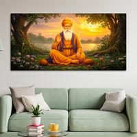 Sacred Guru Nanak Dev Ji Devotional Canvas Art for Home Temple