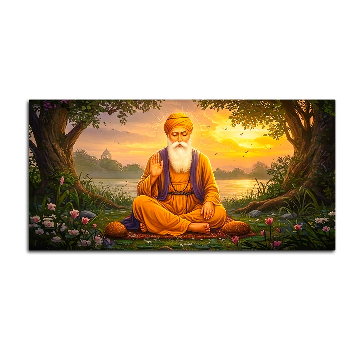 Sacred Guru Nanak Dev Ji Devotional Canvas Art for Home Temple