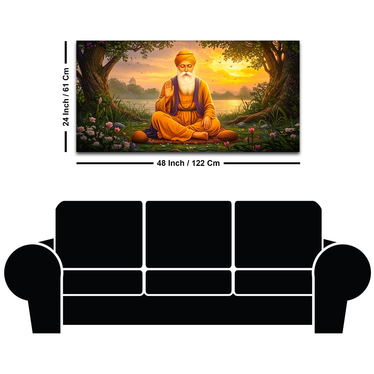 Sacred Guru Nanak Dev Ji Devotional Canvas Art for Home Temple