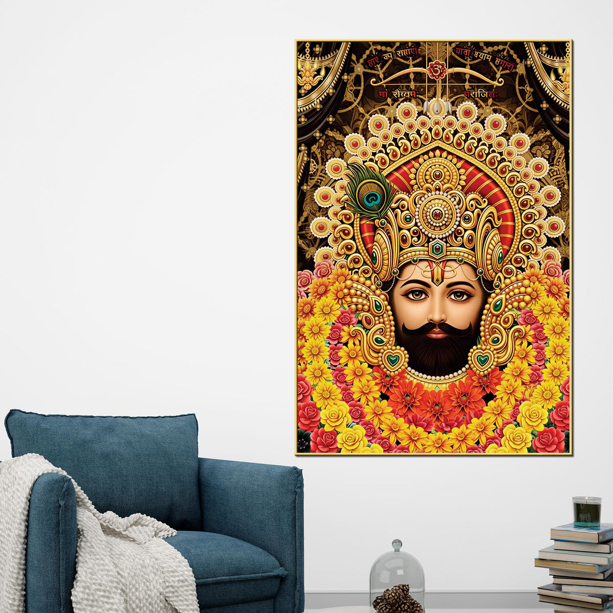 Sacred Khatu Shyam Ji Canvas Wall Painting | Hindu Religious Painting
