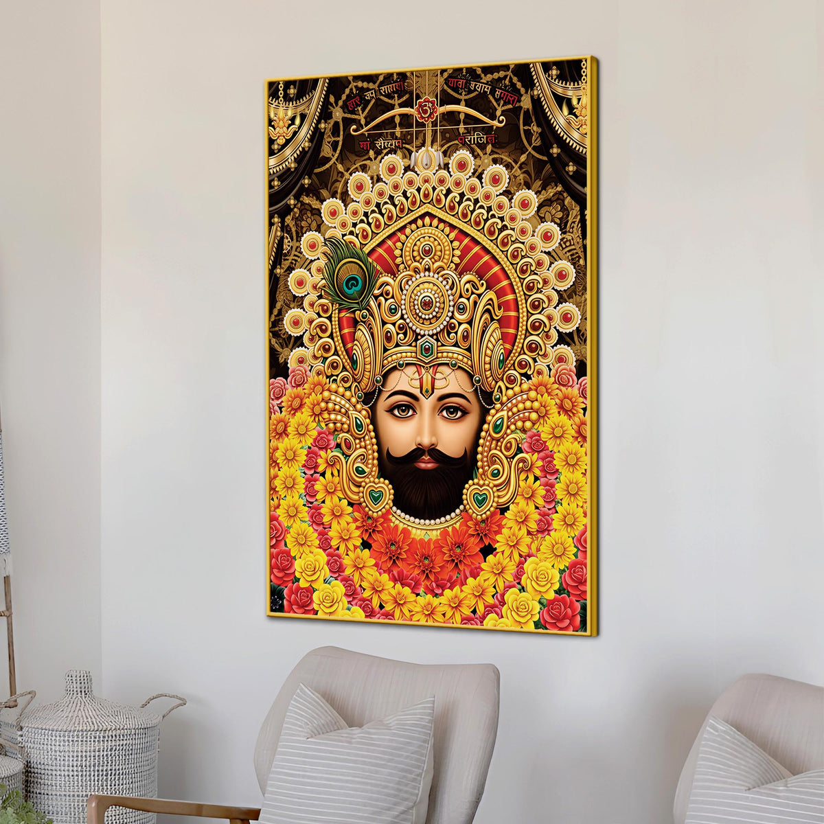 Sacred Khatu Shyam Ji Canvas Wall Painting | Hindu Religious Painting