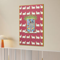 Sacred Lord Shrinathji Darshan with Cow Motif Spiritual Pichwai Canvas Wall Painting
