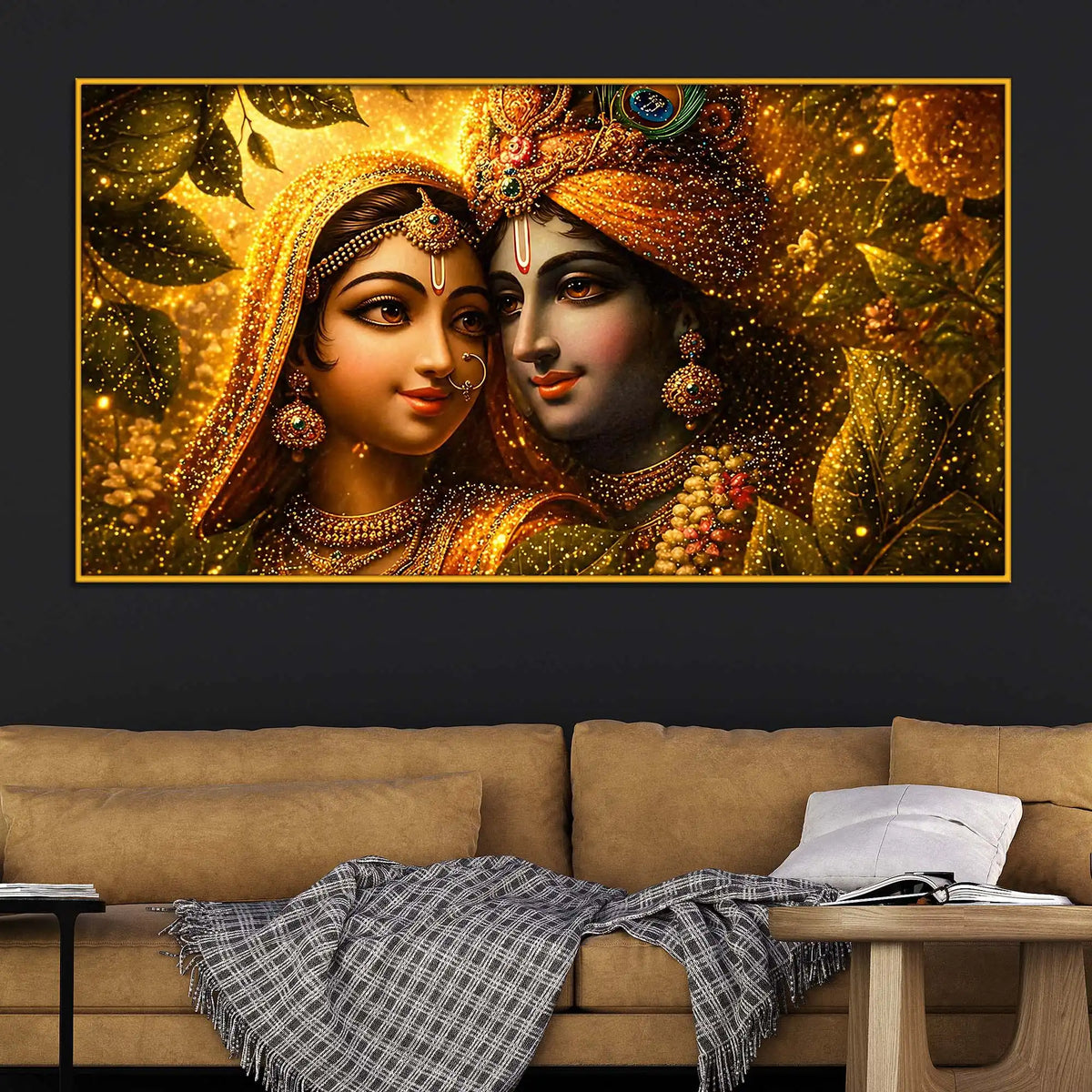Sacred Radha Krishna Crystal Floating Frame Wall Painting