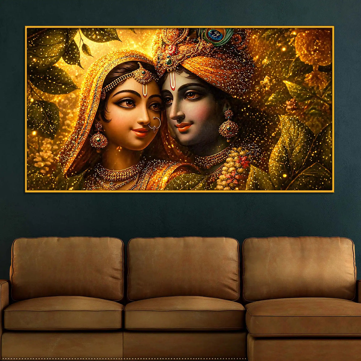 Sacred Radha Krishna Crystal Floating Frame Wall Painting