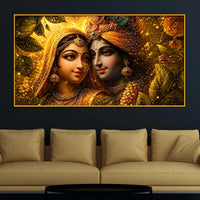 Sacred Radha Krishna Crystal Floating Frame Wall Painting