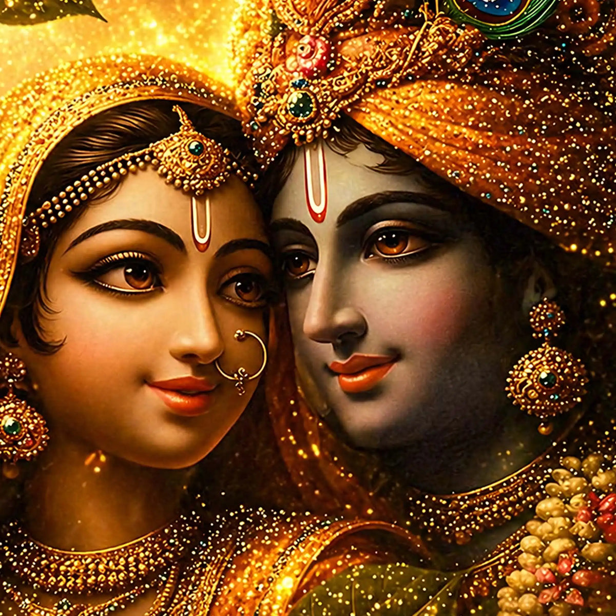 Sacred Radha Krishna Crystal Floating Frame Wall Painting