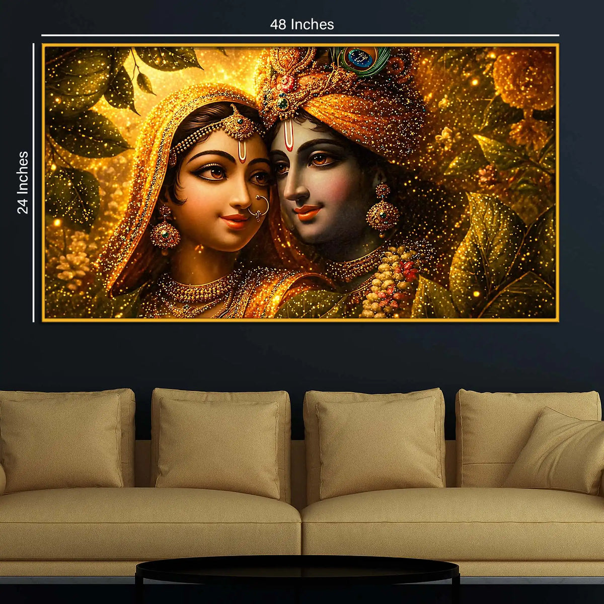 Sacred Radha Krishna Crystal Floating Frame Wall Painting