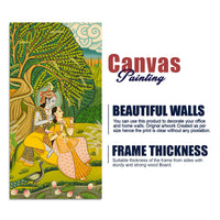Sacred Radha Krishna Nature Scene Canvas Painting | Spiritual Wall Decor