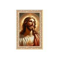 Sacred Savior Jesus Floral Border Vertical Canvas Wall Painting