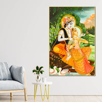 Sacred Shree Radha Krishna Love Canvas Wall Painting for Home & Temple