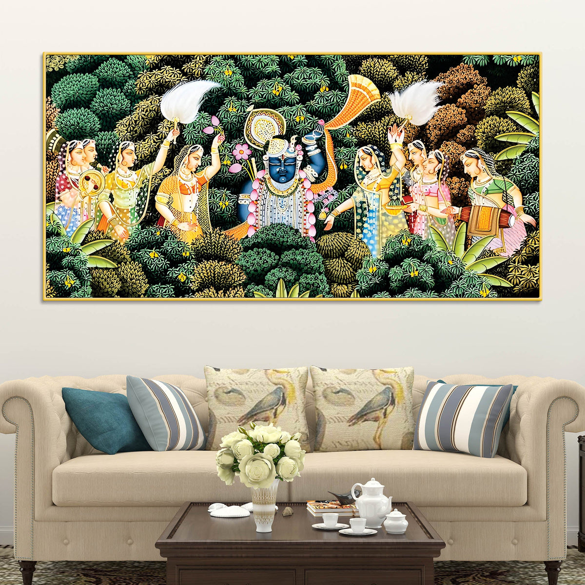Sacred Shrinathji Pichwai Art Canvas Wall Painting