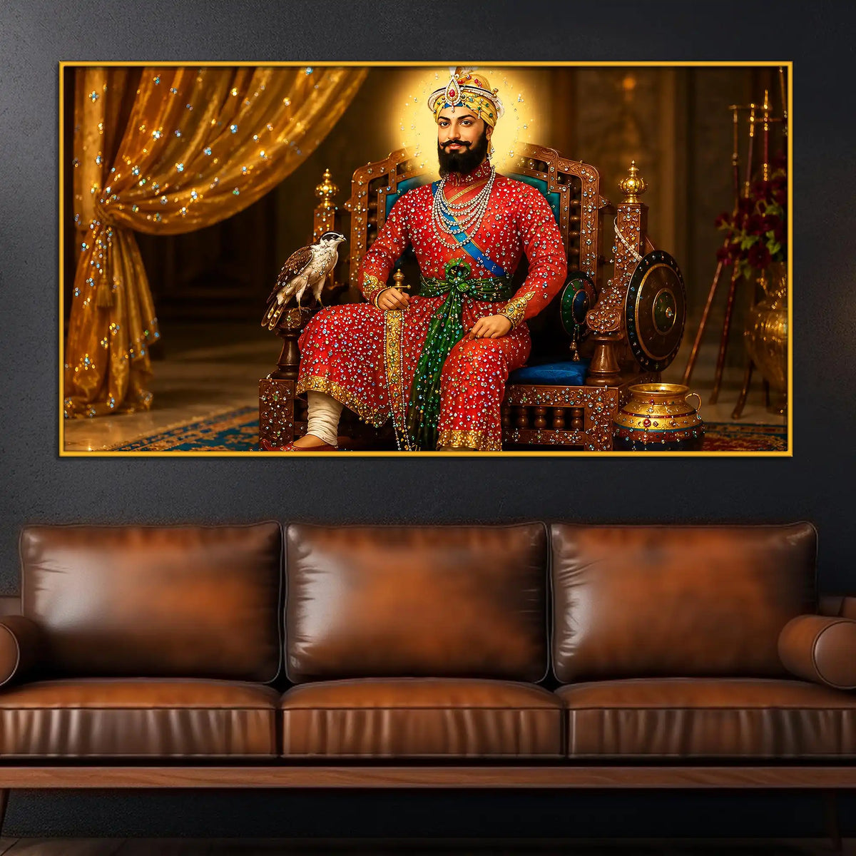 Sacred Sikh Guru Floating Frame Crystal Wall Art Painting