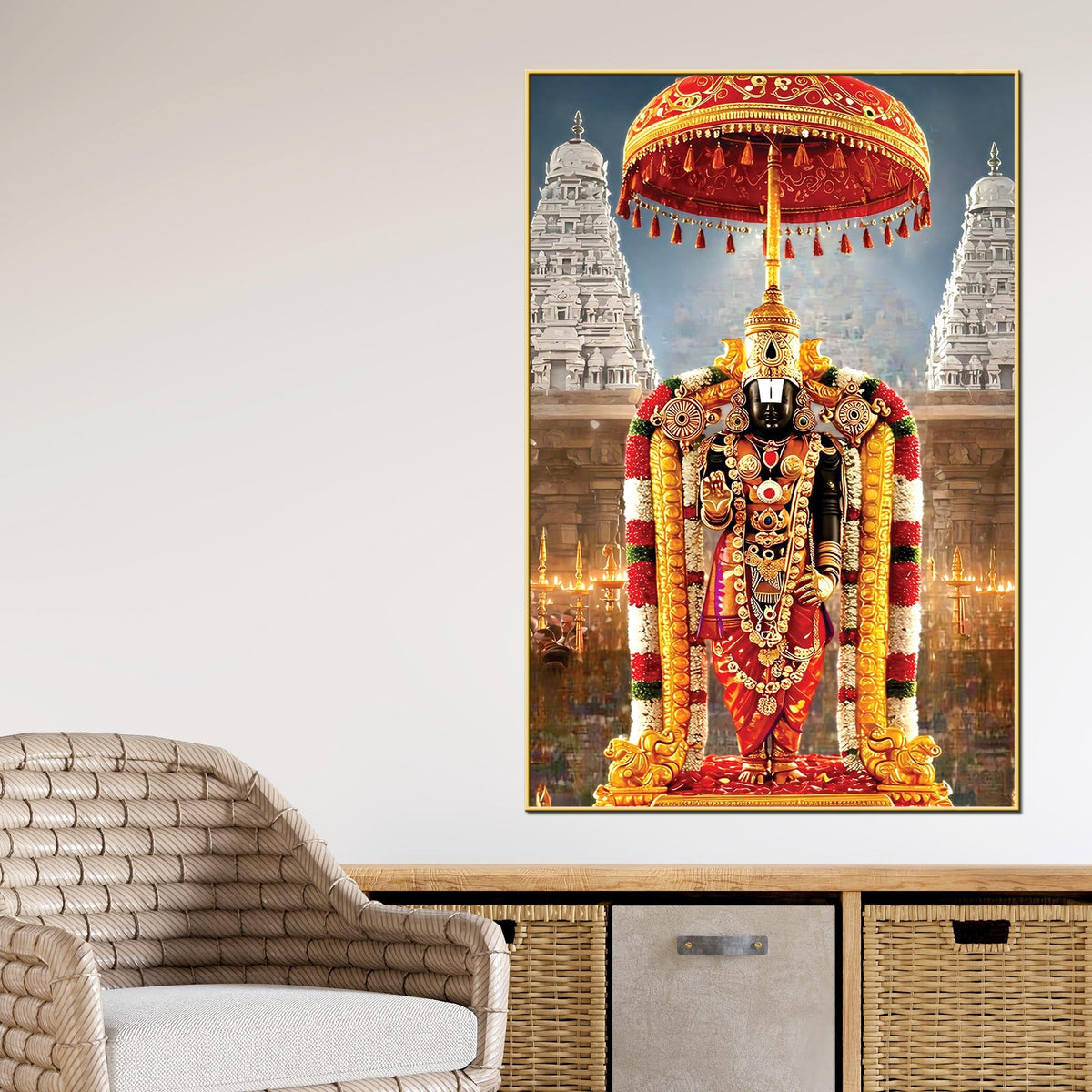 Sacred Tirupati Balaji Canvas Wall Painting | Pooja Room Decor