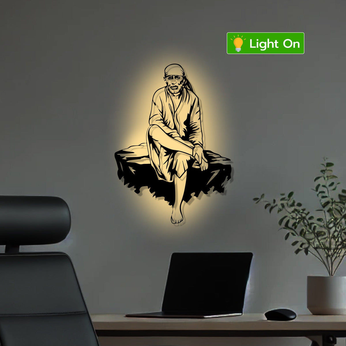 Sai Baba Metal Art Serenity Devotion Wall Decor