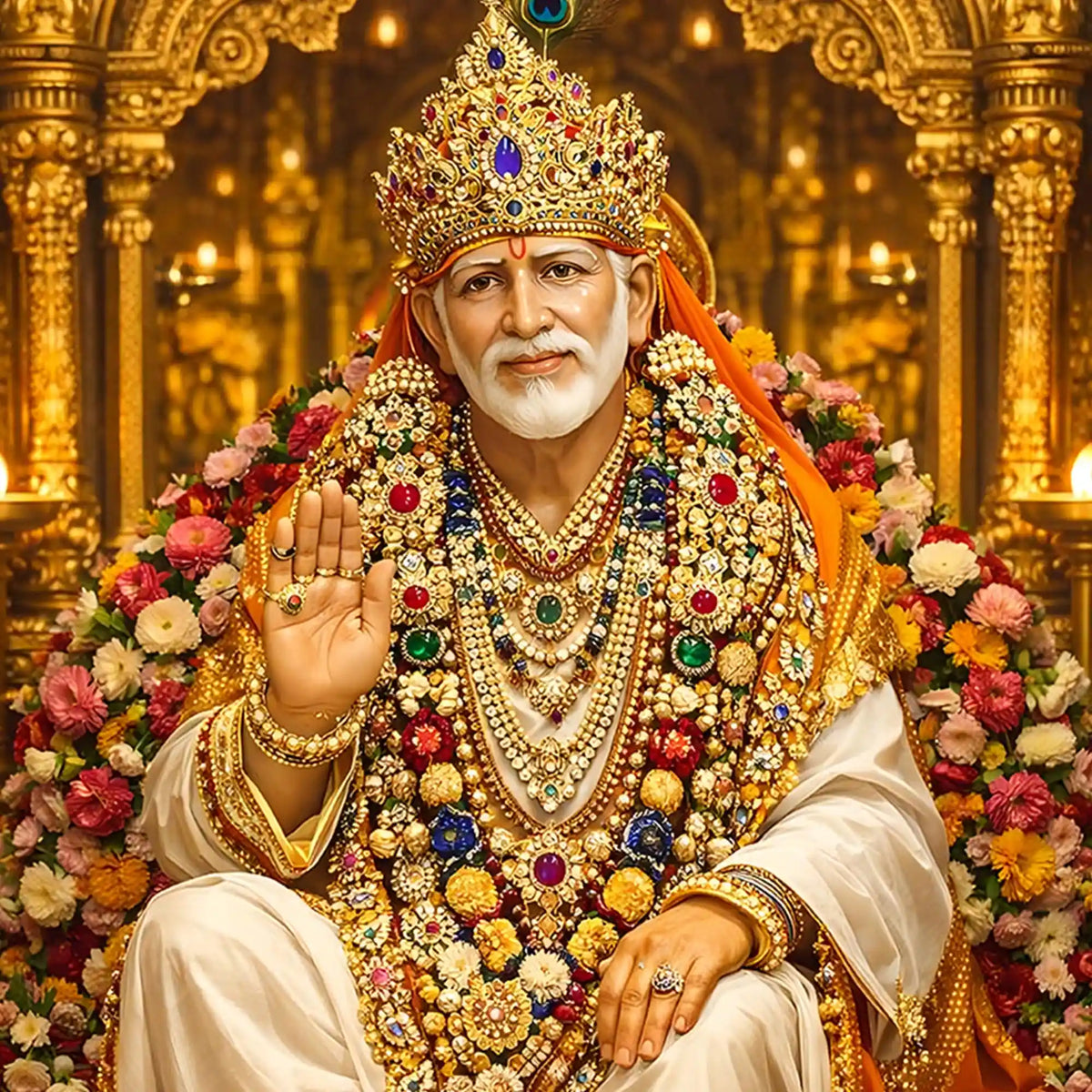 Sai Baba Wall Art Floating Frame Crystal Wall Painting