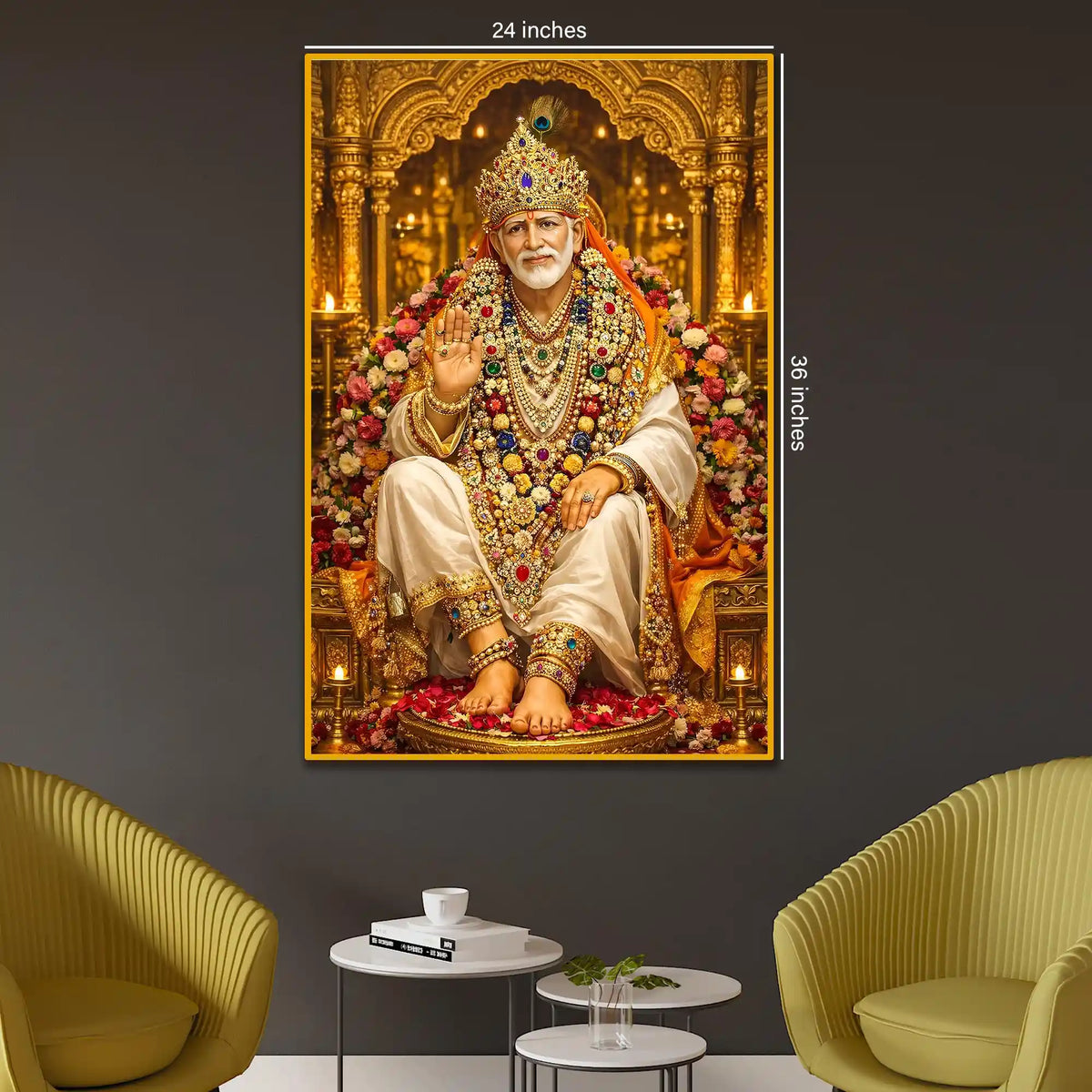Sai Baba Wall Art Floating Frame Crystal Wall Painting