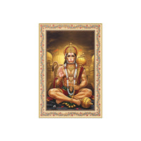 Sankat Mochan Hanuman Floral Border Vertical Canvas Wall Painting