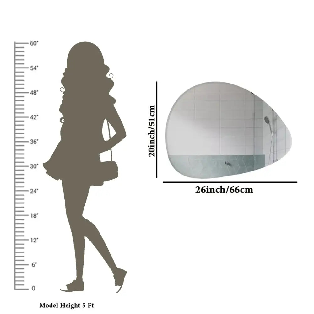 Scandinavian Frameless Beveled Pebble Shape Bathroom Mirror