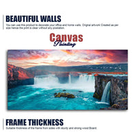 Scenery of Waterfall In Forest Canvas Wall Painting