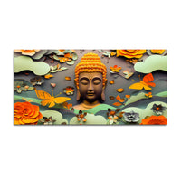 Serene Buddha Wall Canvas Painting with Floral & Butterfly Design