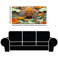 Serene Buddha Wall Canvas Painting with Floral & Butterfly Design