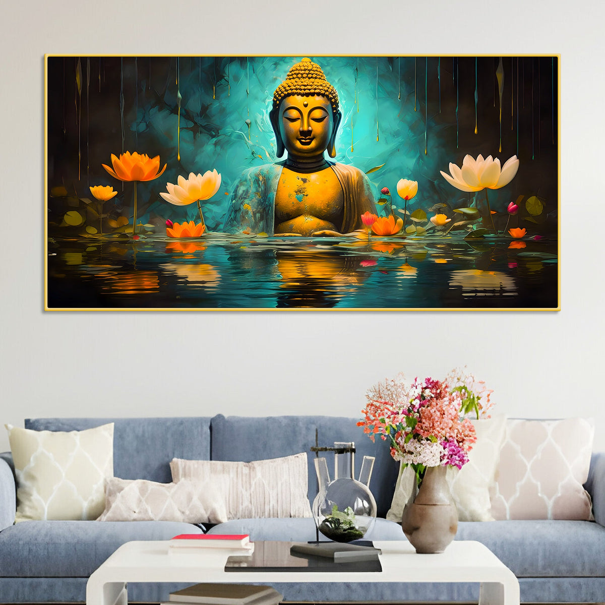 Serene Buddha Wall Painting Canvas for Living Room Décor