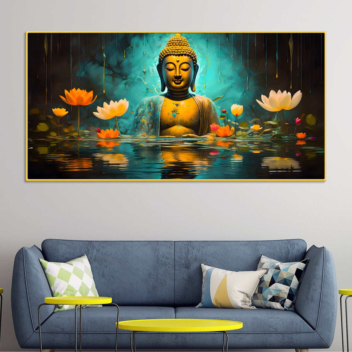 Serene Buddha Wall Painting Canvas for Living Room Décor
