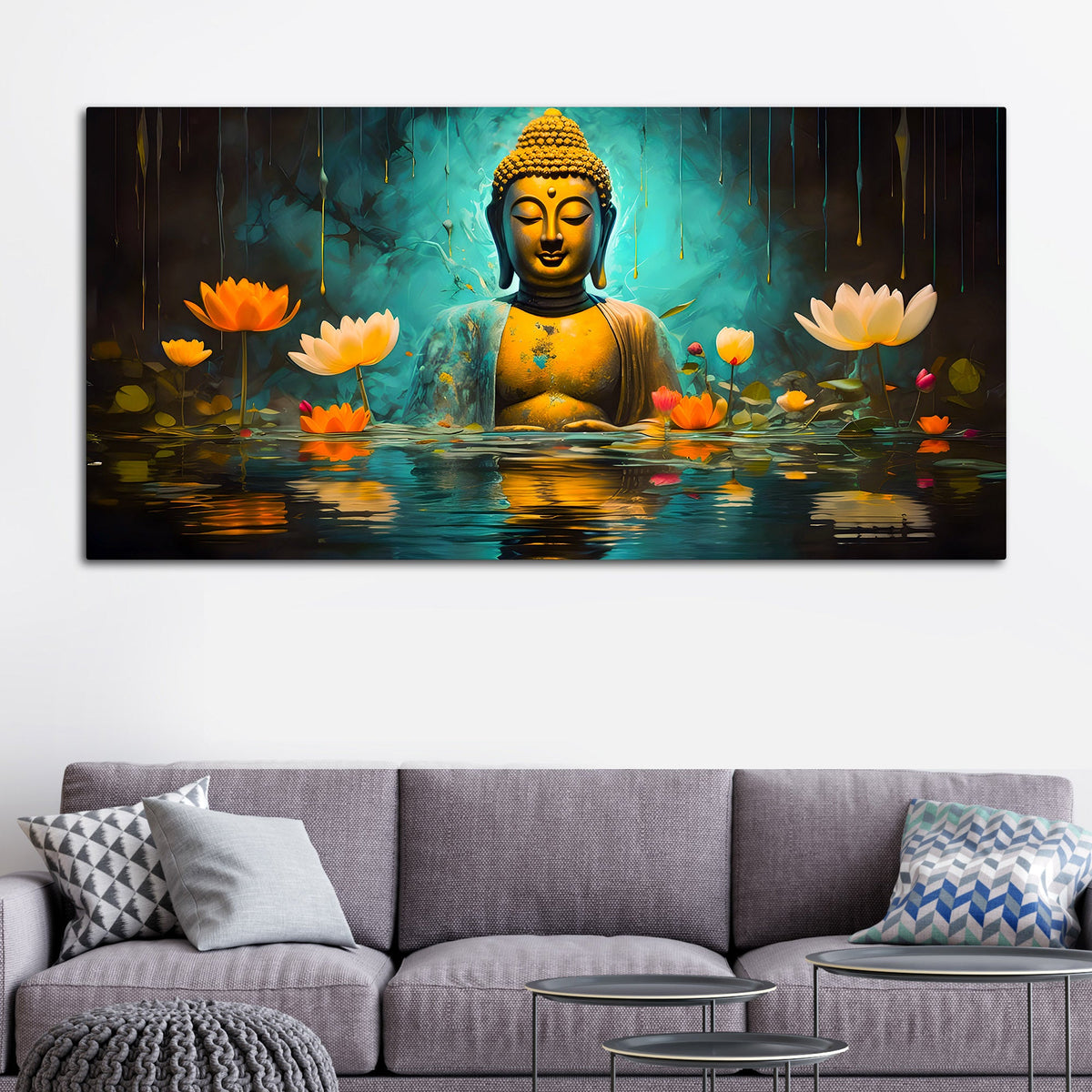 Serene Buddha Wall Painting Canvas for Living Room Décor