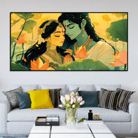 Serene Radha Krishna Canvas Painting for Bedroom & Living Room