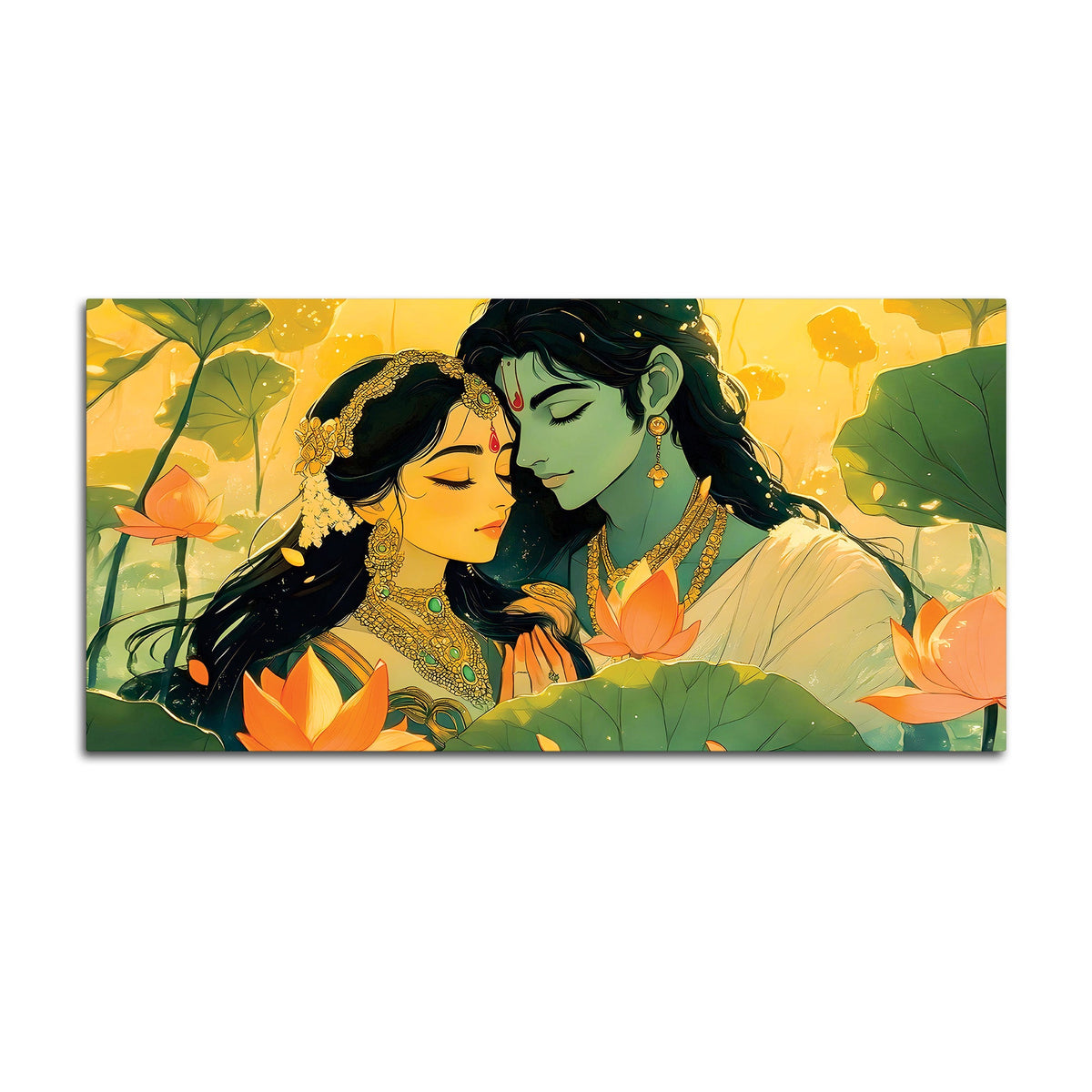 Serene Radha Krishna Canvas Painting for Bedroom & Living Room