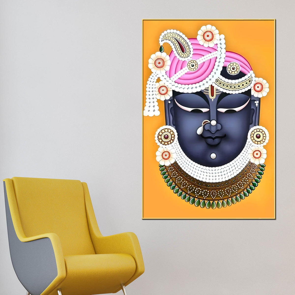 Serene Shree Krishna Portrait Canvas Wall Painting