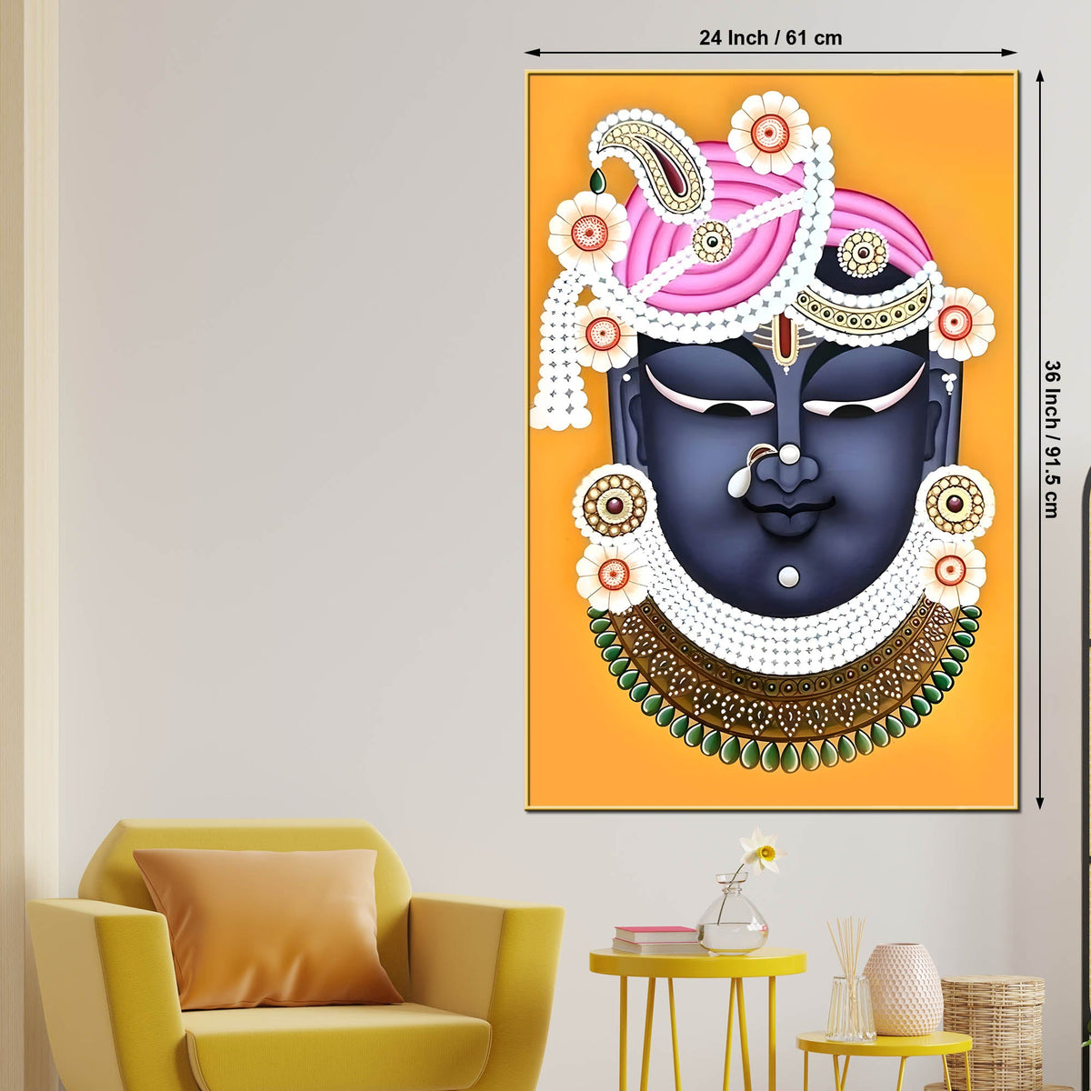 Serene Shree Krishna Portrait Canvas Wall Painting