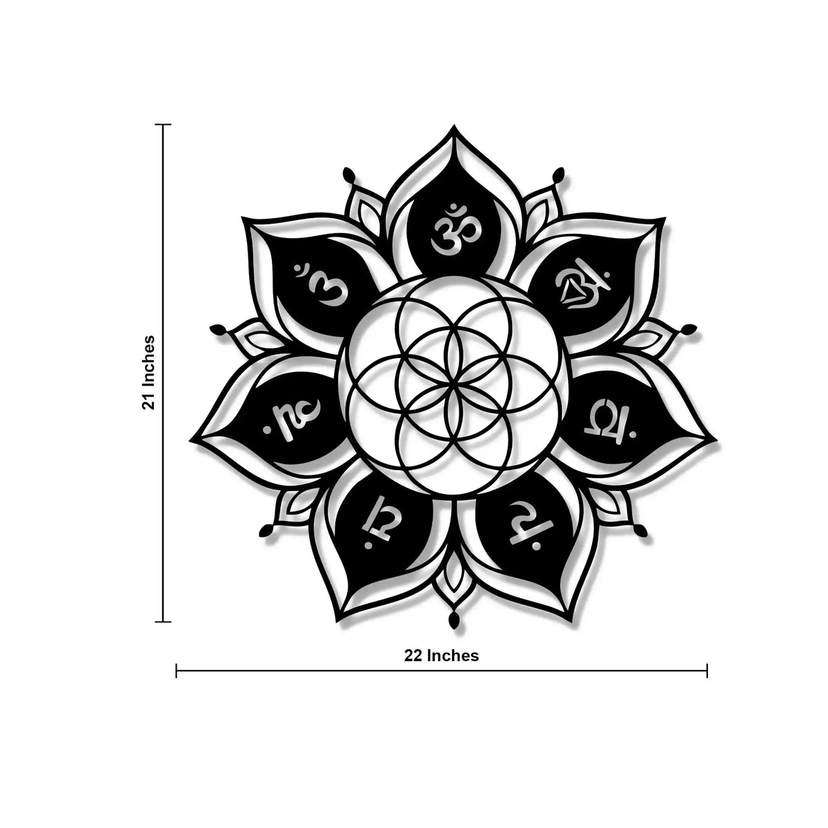 Seven Chakra Flower of Life Metal Wall Art Decor