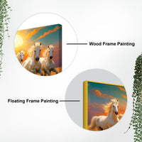 Seven Horses Running at Dawn Premium Canvas Wall Painting