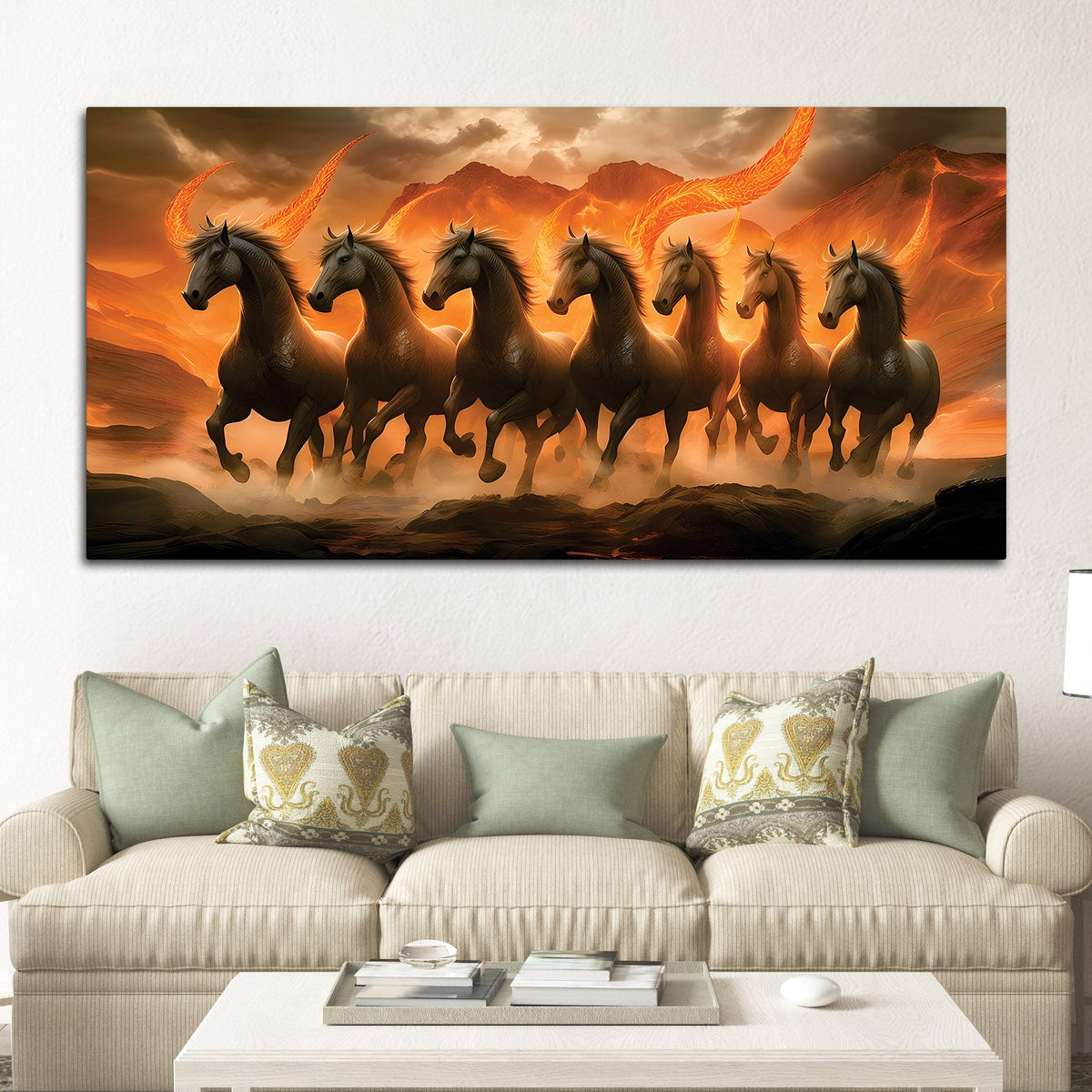 Seven Mystical Horses Canvas Wall Painting