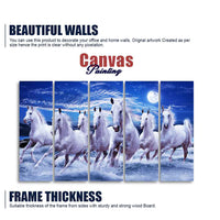Seven Running Horses in Water Canvas Wall Painting