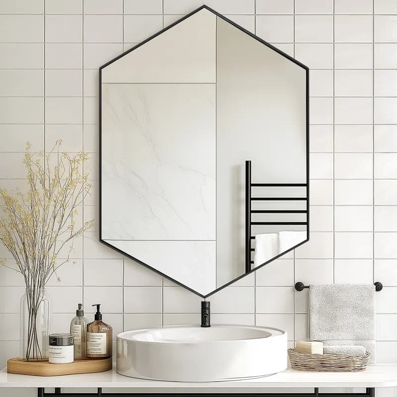 Sharp-Edge Hexagon Mirror Cabinet for Contemporary Spaces