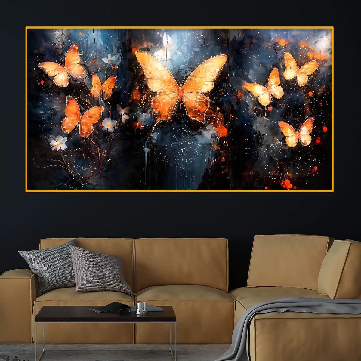 Shimmering Butterfly Crystal Glass Wall Art Painting for Premium Decor
