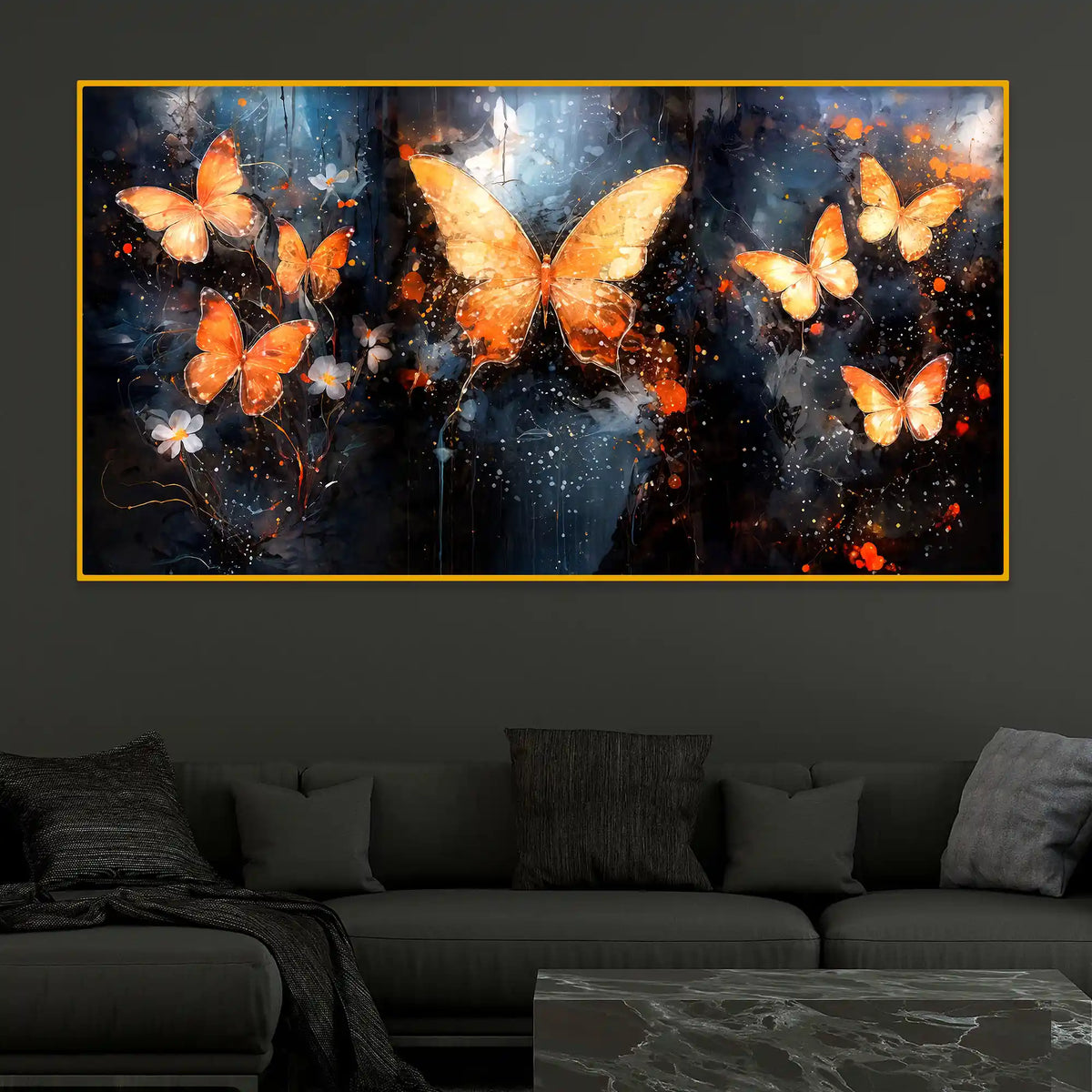 Shimmering Butterfly Crystal Glass Wall Art Painting for Premium Decor