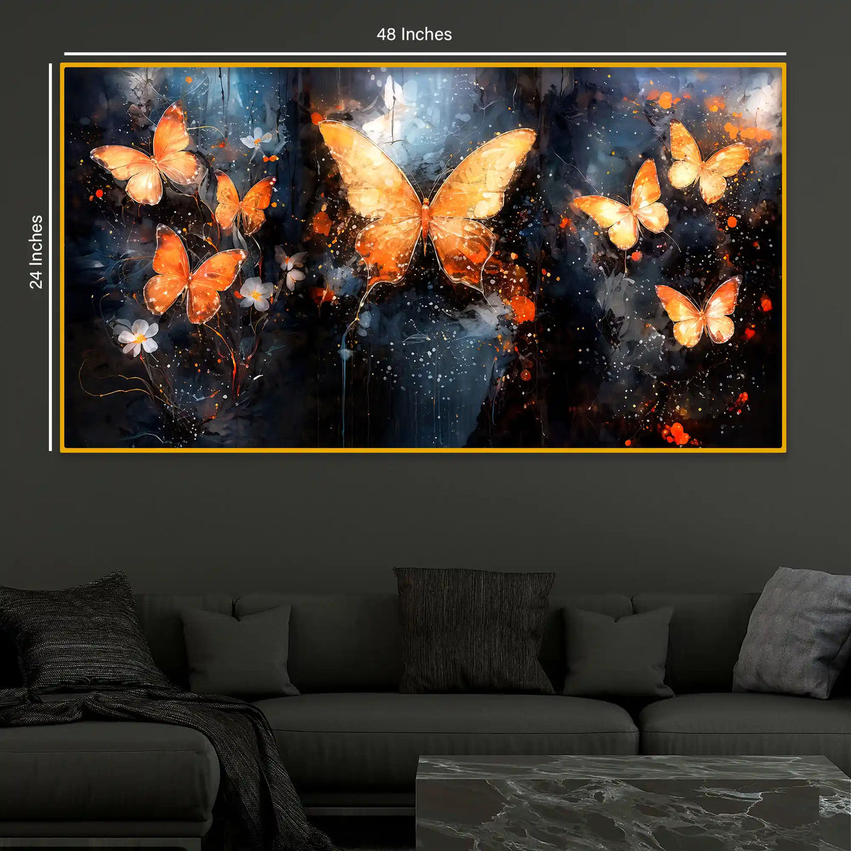 Shimmering Butterfly Crystal Glass Wall Art Painting for Premium Decor