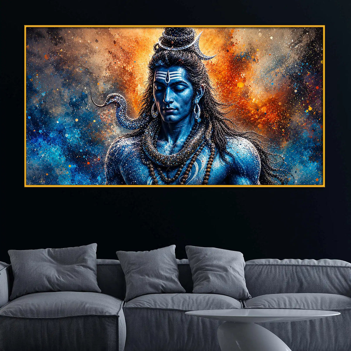 Shiv Shankar Floating Frame Crystal Wall Painting