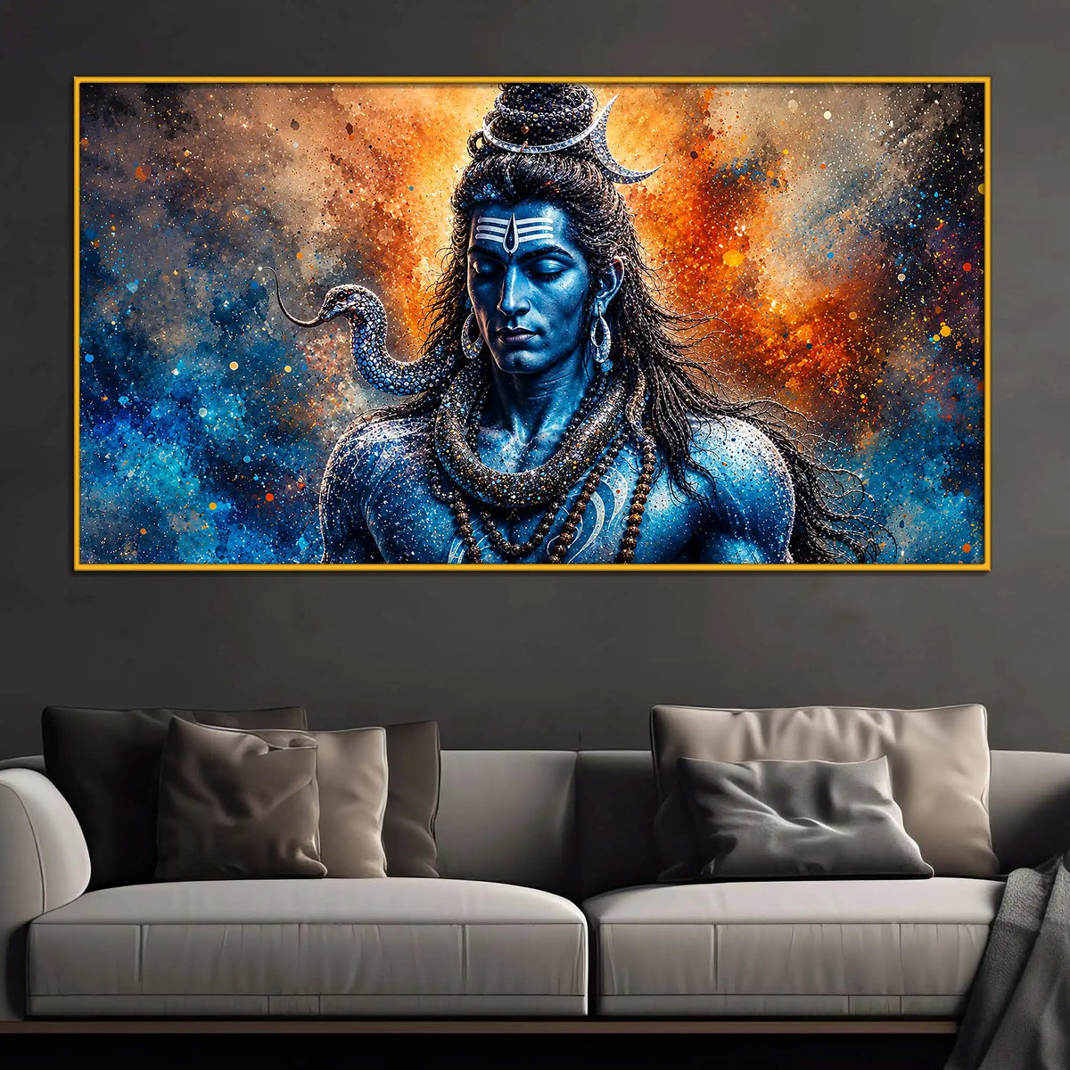 Shiv Shankar Floating Frame Crystal Wall Painting