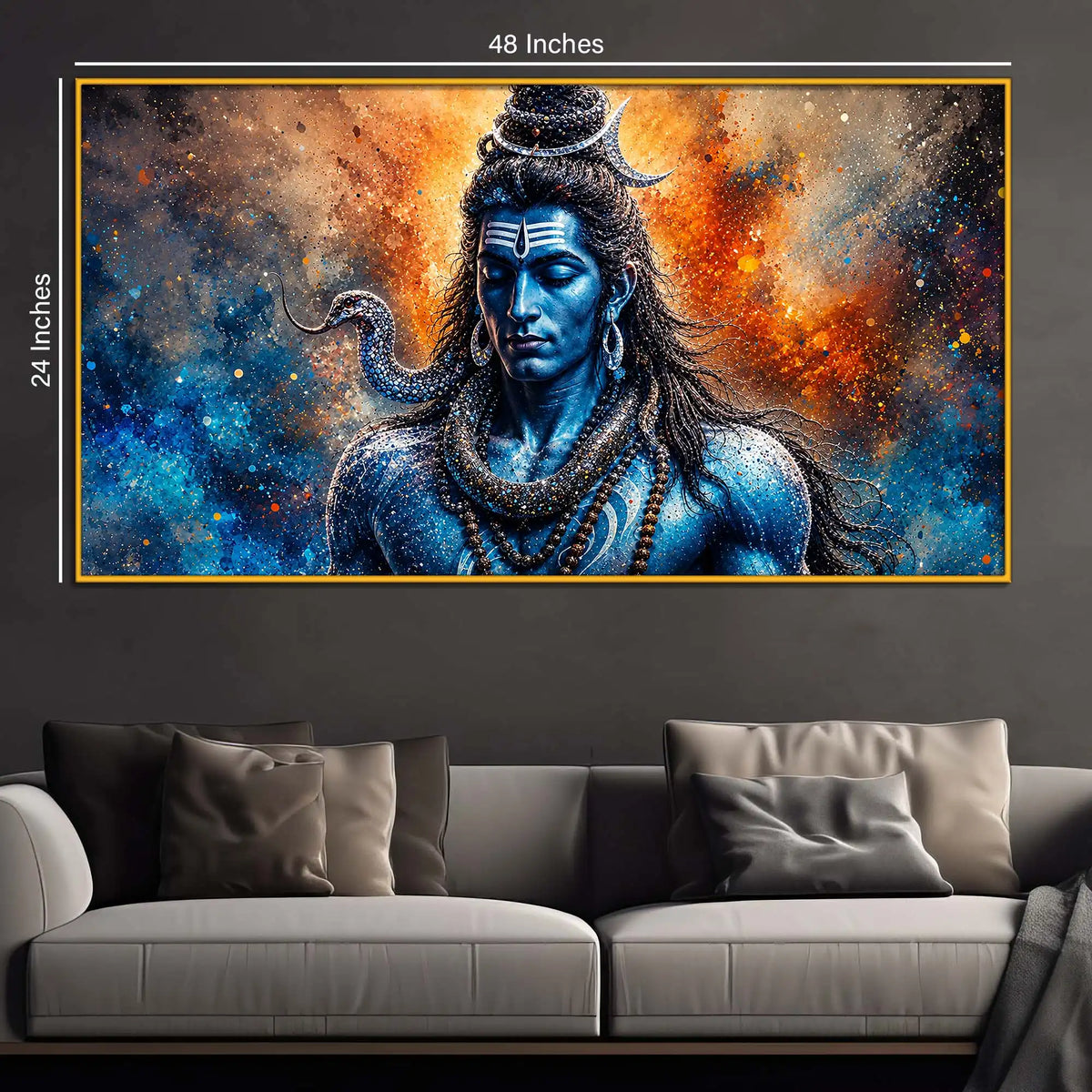 Shiv Shankar Floating Frame Crystal Wall Painting