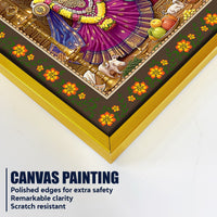 Shree Jagannath Deities Floral Border Canvas Wall Painting