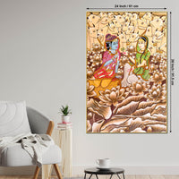 Shree Radha Krishna With Sacred Cows Traditional Indian Canvas Wall Painting