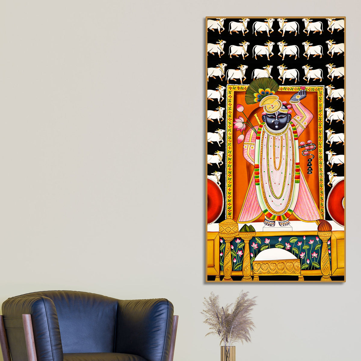 Shreenath Ji Canvas Wall Decor Painting | Spiritual Hindu Art for Home & Gifting