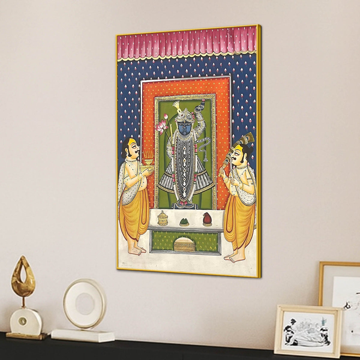 Shreenathji Nathdwara Style Canvas Wall Painting for Home & Temple